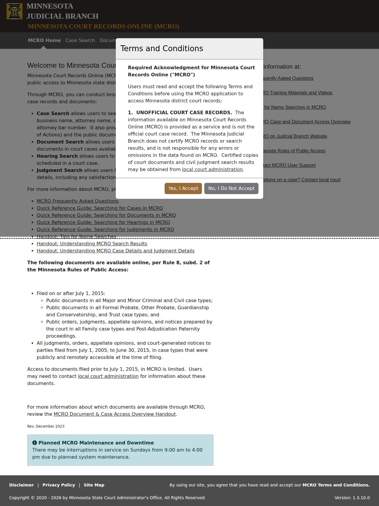 Minnesota court search entry for a Blue Earth County release case